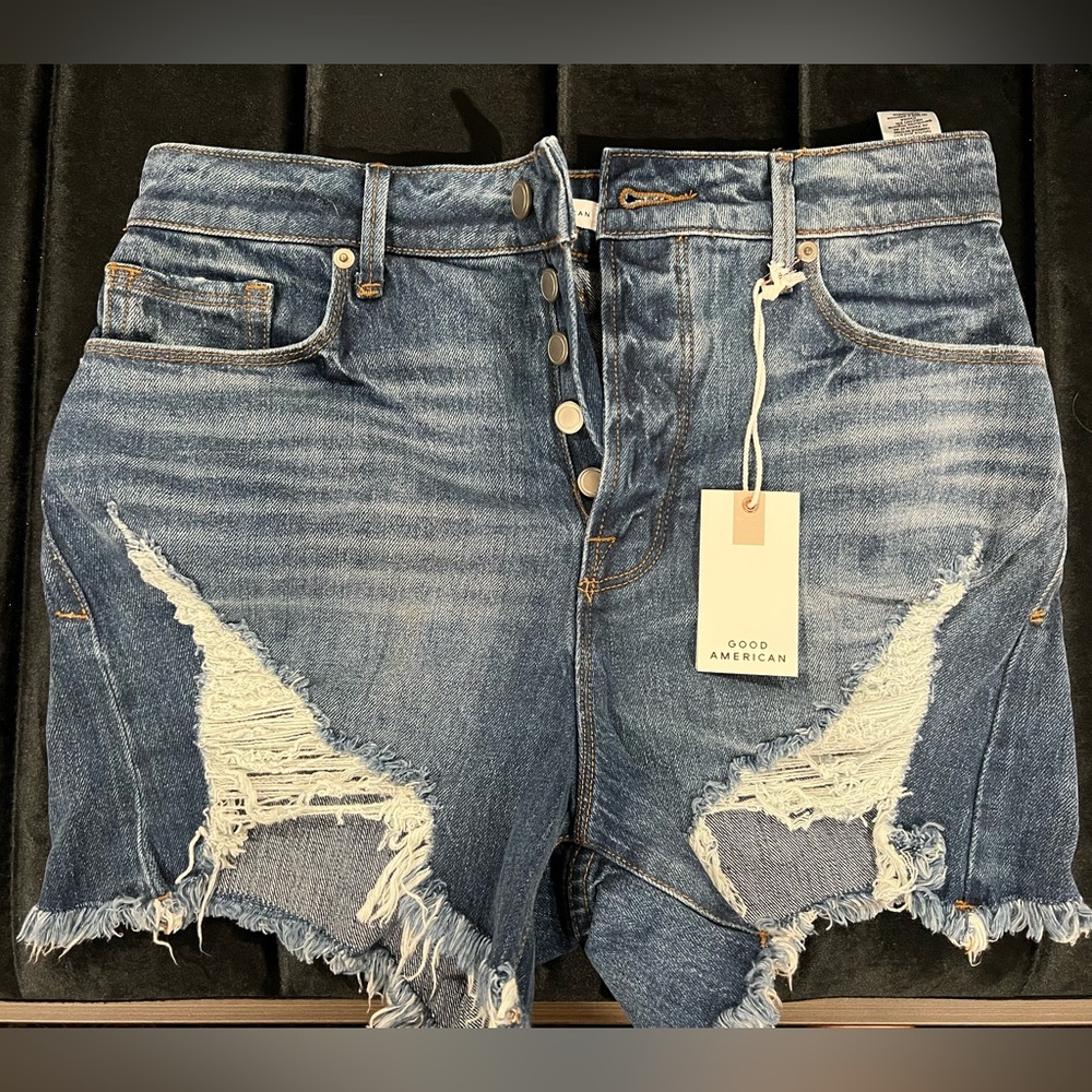Good American denim shorts.